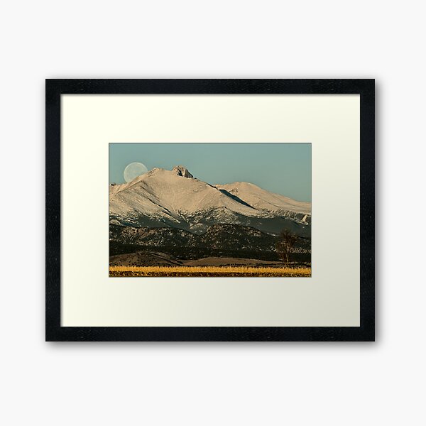 Moonset Over Meeker and Longs Peak Framed Art Print