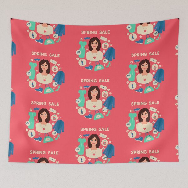 Item preview, Shopping Spring Sale in Flat Design with Woman designed and sold by ivector.