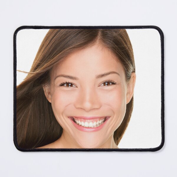 Super happy Asian girl smiling face Mouse Pad