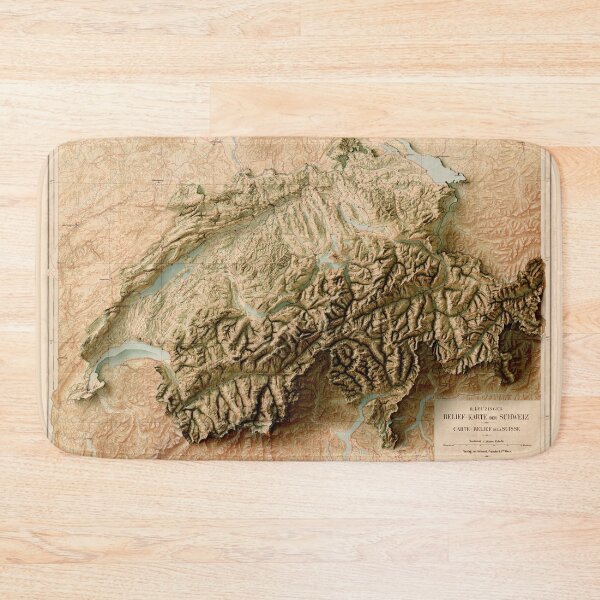 Item preview, 1892 Switzerland Relief Map 3D digitally-rendered designed and sold by ThinkAboutMaps.