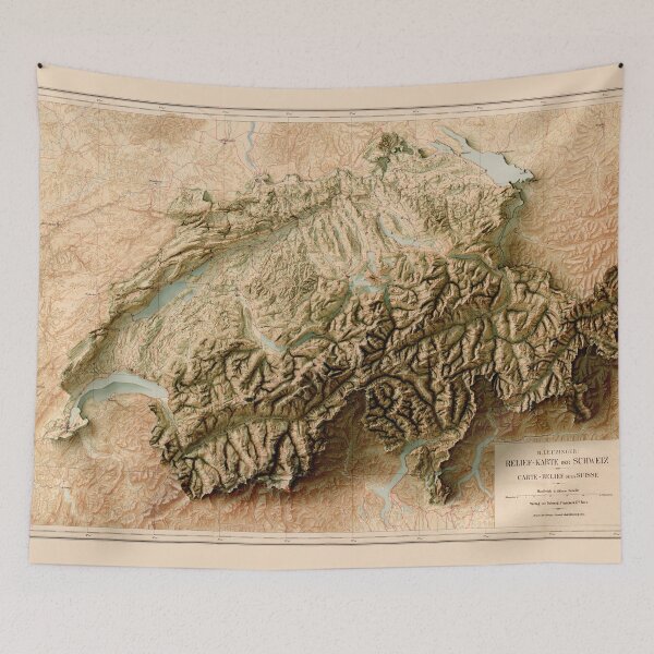 Item preview, 1892 Switzerland Relief Map 3D digitally-rendered designed and sold by ThinkAboutMaps.