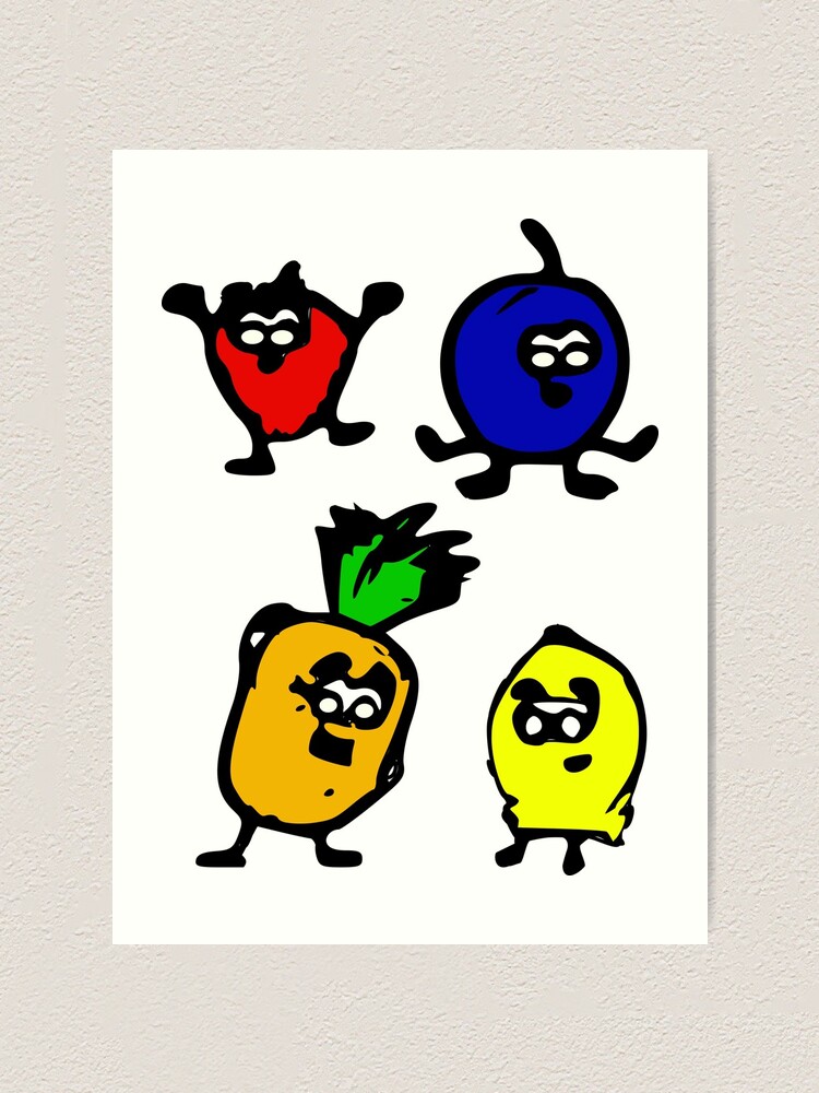 Lámina artística «frutas vegetales de dibujos animados, frutas de dibujo de dibujos  animados» de Abito | Redbubble