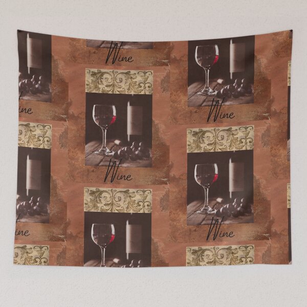 Item preview, Red Wine & Grapes Faux Texture Old World Style Design designed and sold by EarthArtDesigns.