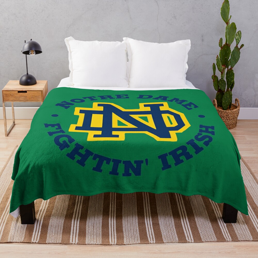 Fashion Notre Dame Football Fighting Irish ND American Flag South Bend Indiana University College Fans Throw Blanket Bl-R1T0TD0O