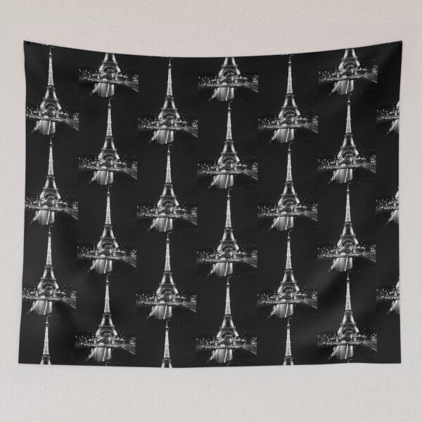 Item preview, Eiffel Tower Paris at night black and white designed and sold by SafariByMarisa.