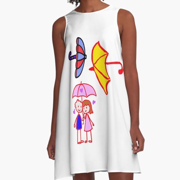 Boy And Girl Umbrella Love A-Line Dress