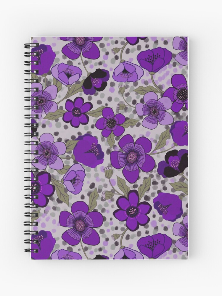 Cuaderno de espiral «jardín de flores moradas» de SisterlyLove | Redbubble