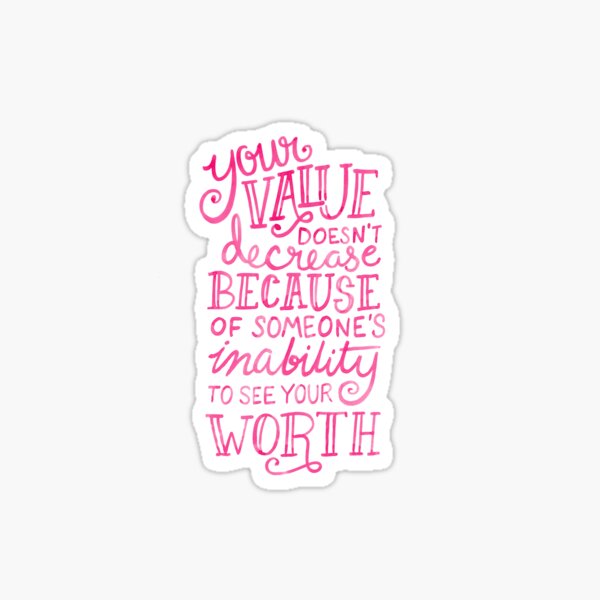 Item preview, Your Value Inspirational Hand Lettered Quote Pink On Black designed and sold by Kit Cronk.