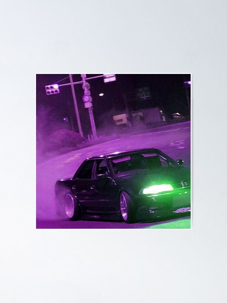 JDM Drift Car at Night' Poster, picture, metal print, paint by