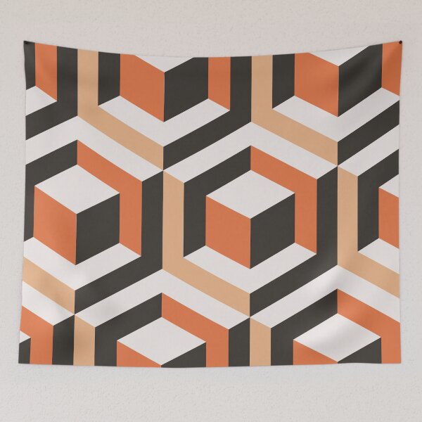 Item preview, Blocks 3d geometric pattern orange background in abstract style designed and sold by SpotWarehouse.