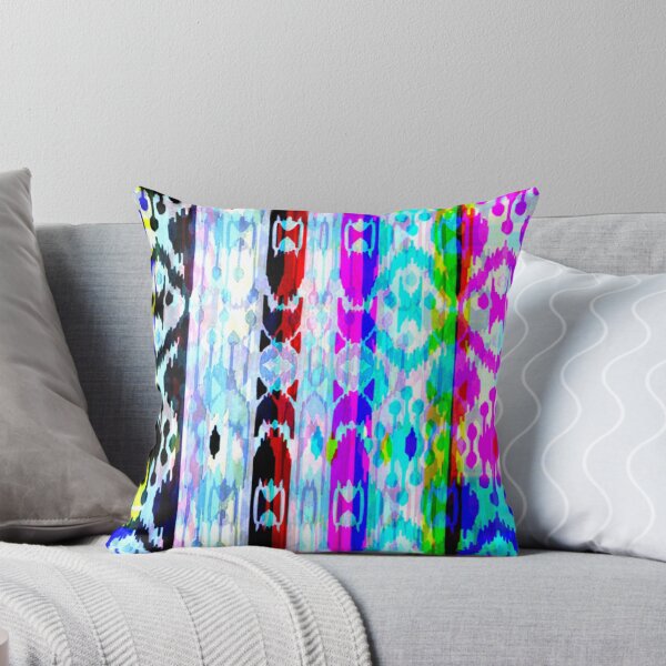 Artikelvorschau, Farbmix-Regenbogenfarben, usbekisches modernes Atlas-Ikat-Muster entworfen und verkauft von LeFabriqueOuz.