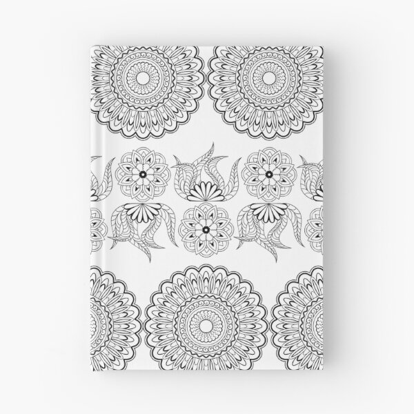 Item preview, black & white folk pattern with mandalas designed and sold by AlinNova.