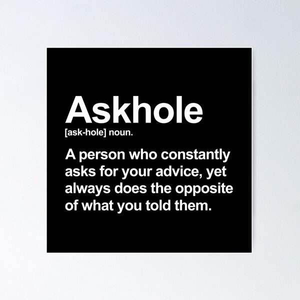 Askhole funny meme dictionary definition black and white typography design  poster home wall decor iPhone Case