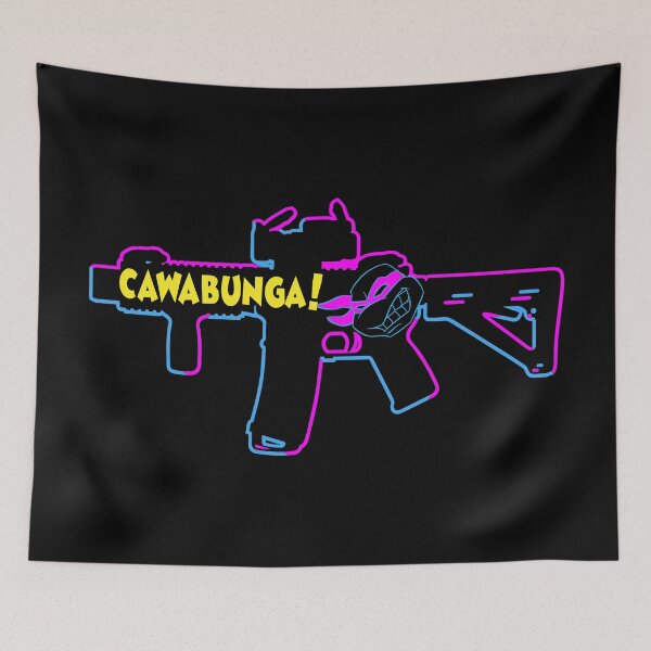 Aperçu de l'œuvre 3D Retro 3 Dimensional 80's - Turtle - Cawabunga - 2nd Amendment - M4 AR15 AR 15 AR-15 Rifle - Patriot Protester créée et vendue par Warhawk Designs.