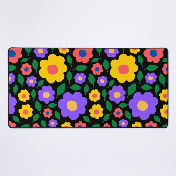 Aperçu de l'œuvre Motif de fleurs colorées | Fond noir créée et vendue par Dev-Ang.