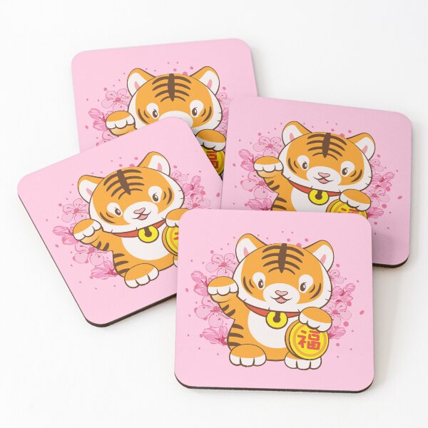 Item preview, Cute Lucky Tiger with Pastel Pink Sakura Kawaii Aesthetic designed and sold by Irene Koh.
