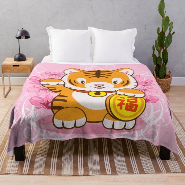 Item preview, Cute Lucky Tiger with Pastel Pink Sakura Kawaii Aesthetic designed and sold by Irene Koh.