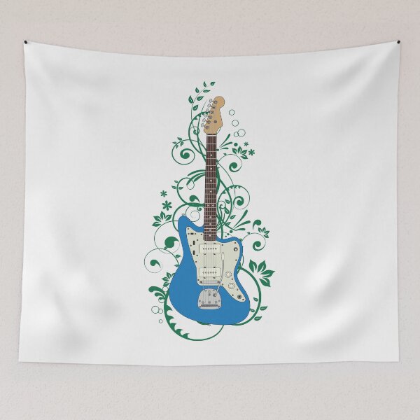 Item preview, Blue Offset Style Electric Guitar Flowering Vines designed and sold by nightsworthy.