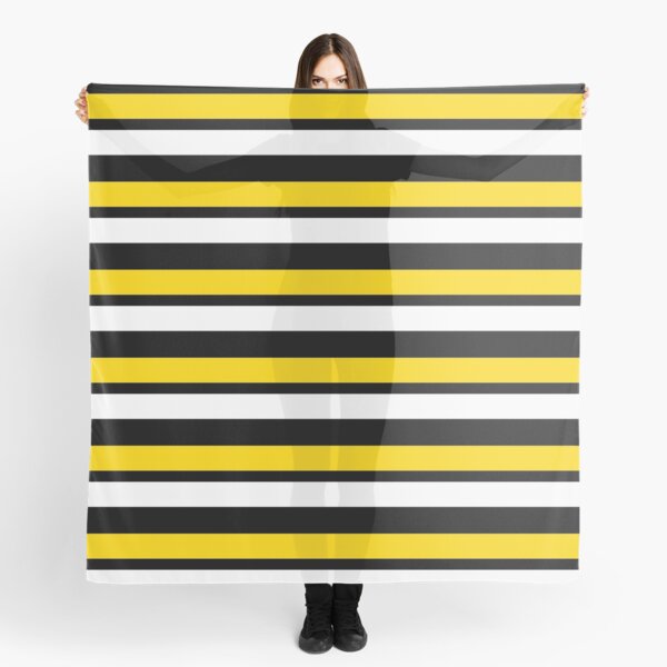 Yellow-Gold White & Black Horizontally-Striped Scarf