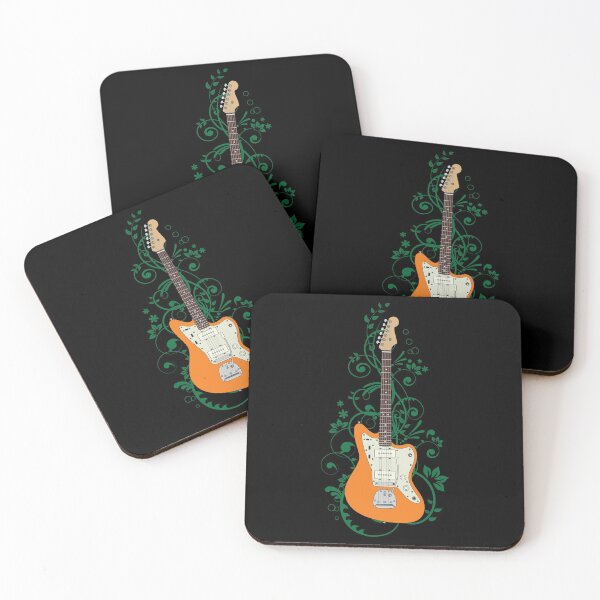 Item preview, Orange Offset Style Electric Guitar Flowering Vines designed and sold by nightsworthy.