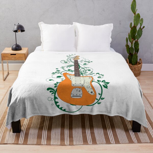 Item preview, Orange Offset Style Electric Guitar Flowering Vines designed and sold by nightsworthy.