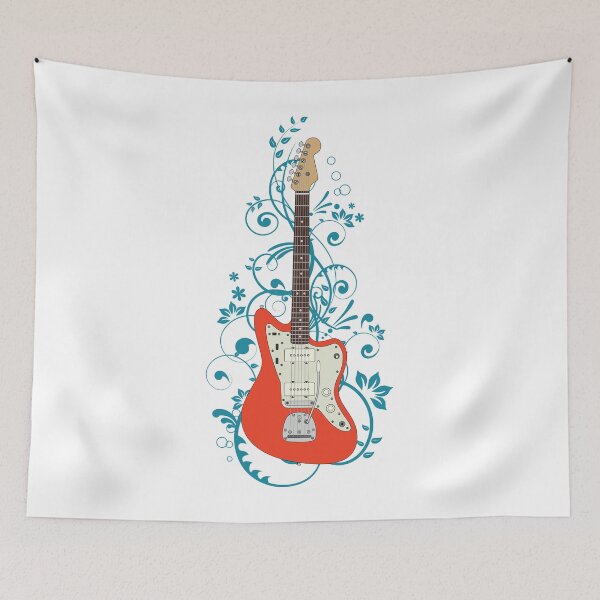 Item preview, Red Offset Style Electric Guitar Flowering Vines designed and sold by nightsworthy.