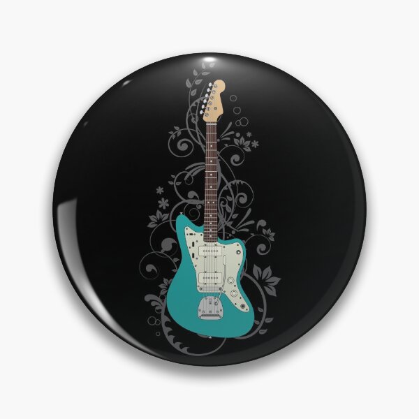 Item preview, Teal Offset Style Electric Guitar Flowering Vines designed and sold by nightsworthy.
