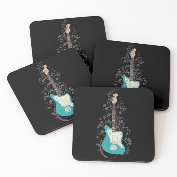 Item preview, Teal Offset Style Electric Guitar Flowering Vines designed and sold by nightsworthy.