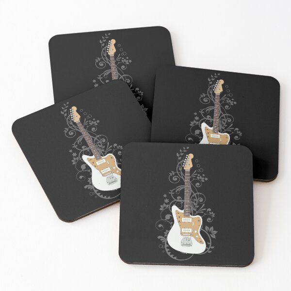 Item preview, Vintage White Offset Style Electric Guitar Flowering Vines designed and sold by nightsworthy.