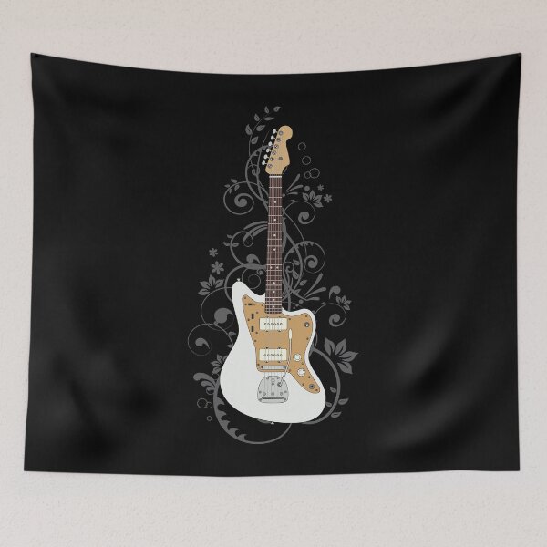 Item preview, Vintage White Offset Style Electric Guitar Flowering Vines designed and sold by nightsworthy.
