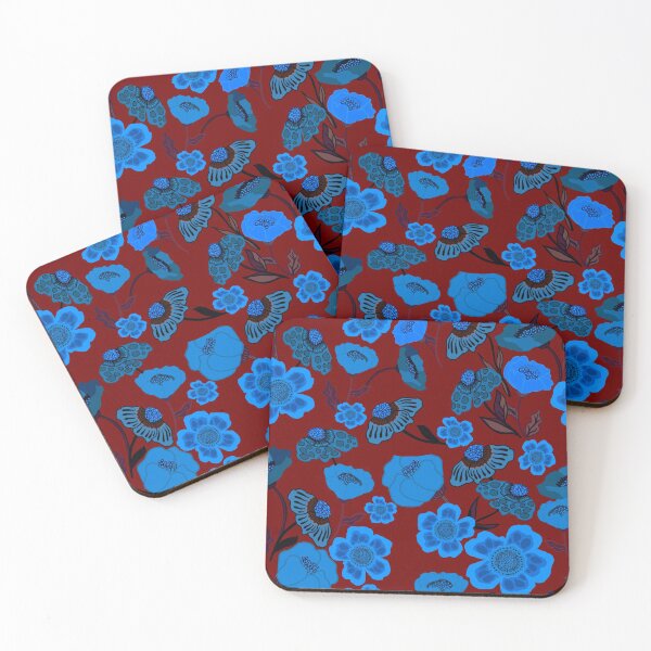 Item preview, Vibrant blue in red floral  designed and sold by SisterlyLove.