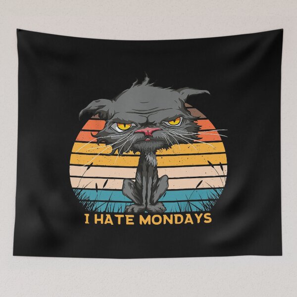 Item preview, I Hate Mondays Bored Cat Yellow Eyes designed and sold by anthonymark14.