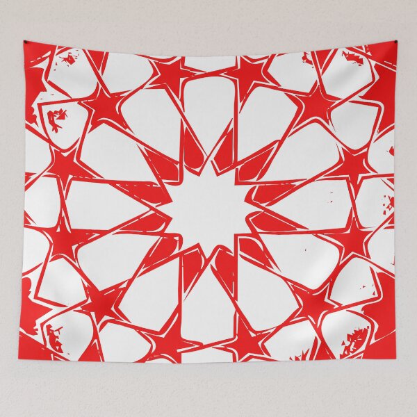 Item preview, geometric pattern white shade with red background designed and sold by Md Rashid  Hasan.