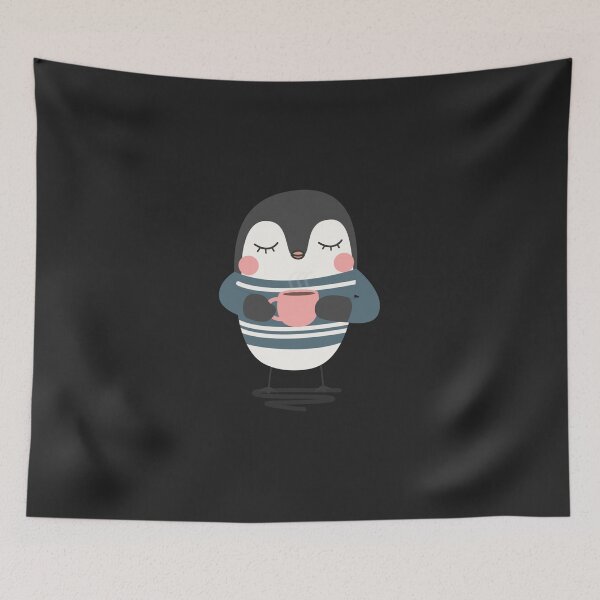 Item preview, Cute Penguin Drinking Coffee Sticker designed and sold by SabaGhazi.