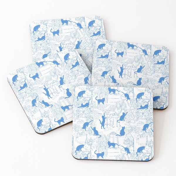 Item preview, Funny Blue Cats in Paris Cafe Line Drawing designed and sold by Jaydee001.