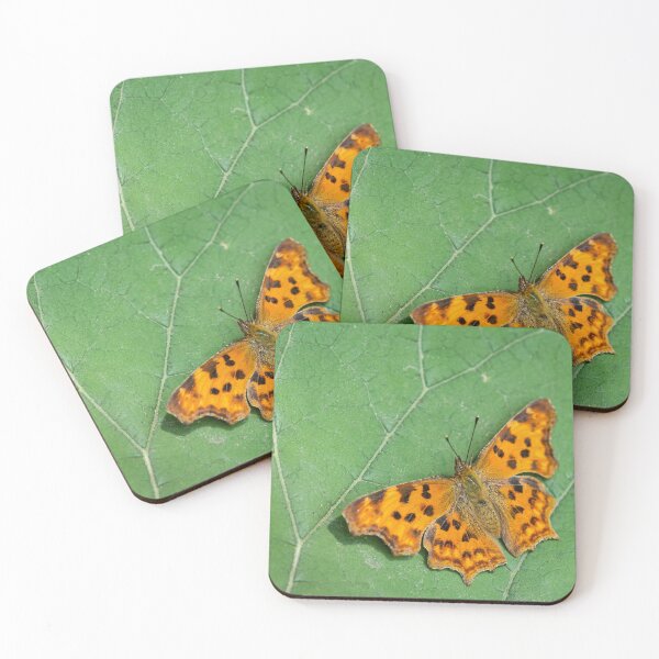 Item preview, A comma butterfly sitting on a green leaf designed and sold by Stefan Rotter.