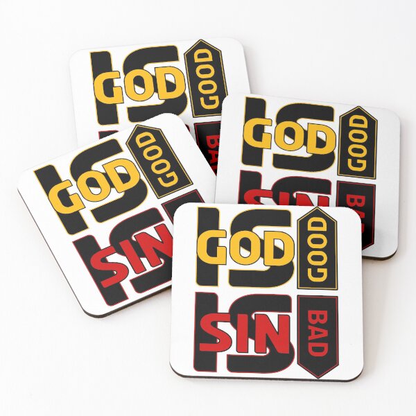 Item preview, GOD IS GOOD sin is bad red and yellow colored design designed and sold by EverLifeApparel.