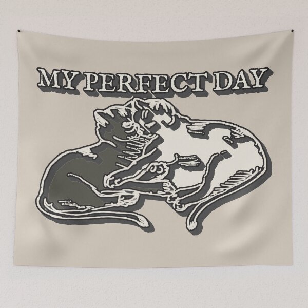 Item preview, My Perfect Day Two Cats Design, Fun Valentines Design For Cat Feline Animal Lovers designed and sold by TrulyEpoque.