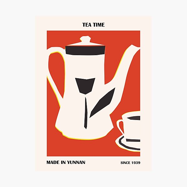 Item preview, Tea time, Retro poster, Exhibition print, Chinese print, Teapot, Cups, Kitchen decor, Vintage designed and sold by KristinityArt.