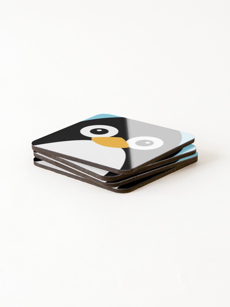 Thumbnail 4 of 5, Coasters (Set of 4), Cute Vector Penguin Sticker designed and sold by RasmusHerdick.