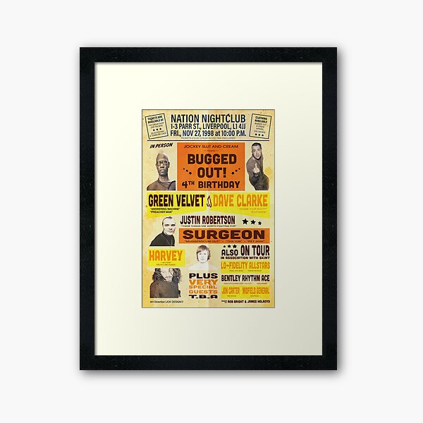 Item preview, Bugged Out 4th Birthday 1998 at Cream in Liverpool with Green Velvet Dave Clarke Surgeon and Harvey designed and sold by Lick-Design.