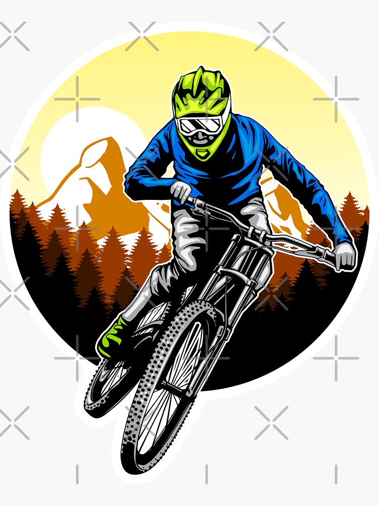 Pegatina for Sale con la obra «Bicicletas de montaña cuesta abajo» de  Vector Scout