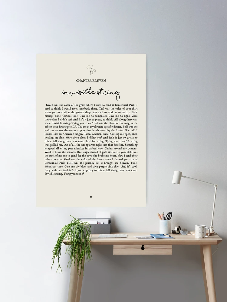 Invisible String Lyrics Poster for Sale by queseraseraa