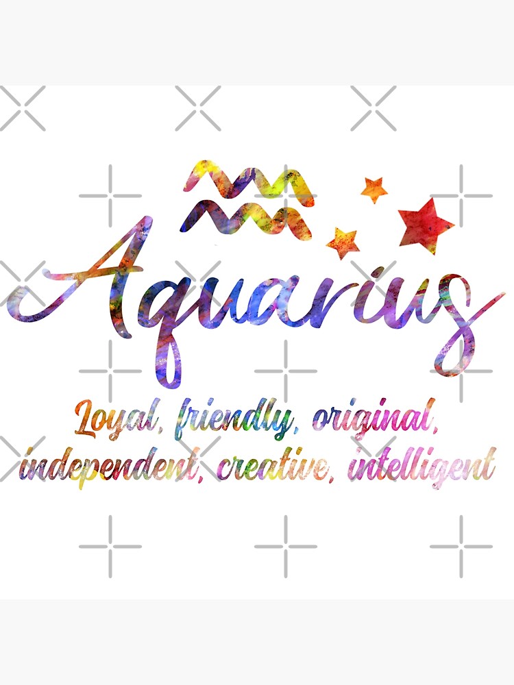 Aquarius Traits Zodiac Sign Gift For Aquarius Symbol Traits Rainbow Text Poster