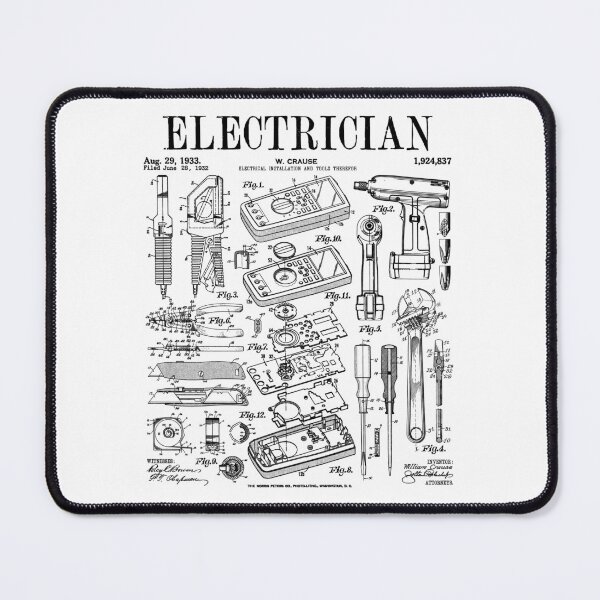 Item preview, Electrician Electrical Worker Tools Vintage Patent Print designed and sold by GrandeDuc.
