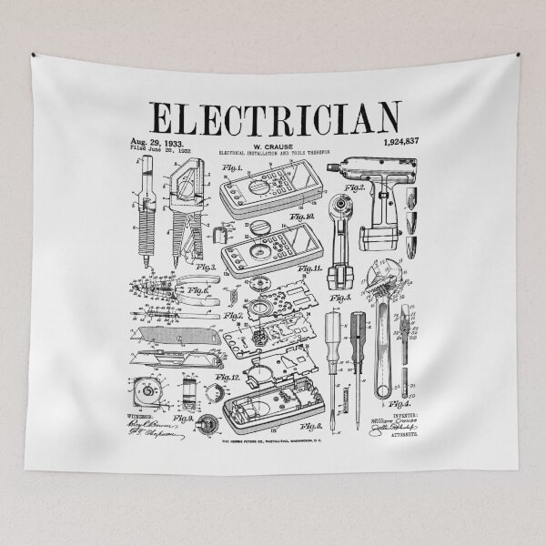 Item preview, Electrician Electrical Worker Tools Vintage Patent Print designed and sold by GrandeDuc.