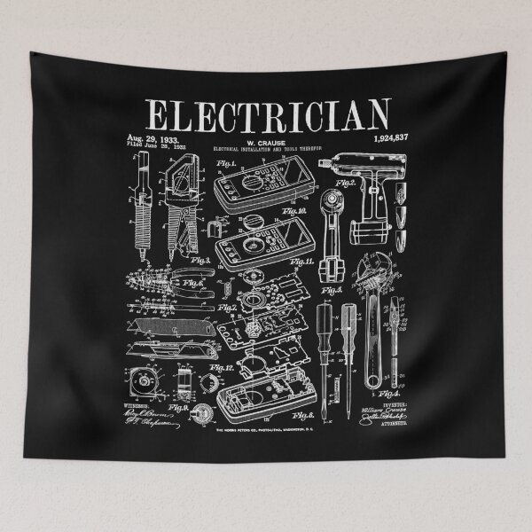Item preview, Electrician Electrical Worker Tools Vintage Patent Print designed and sold by GrandeDuc.