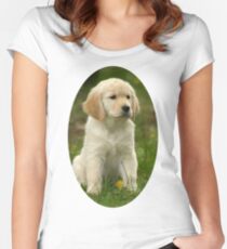 Cute Golden Retriever Puppy Women's Fitted Scoop T-Shirt