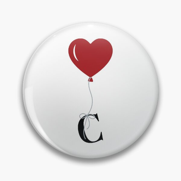 Item preview, Red Heart Balloon with black letter C Valentine's day Monogram designed and sold by KateBilous.