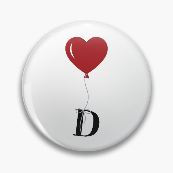 Artikelvorschau, Roter Herzballon mit schwarzem Buchstaben D Valentinstag Monogramm entworfen und verkauft von KateBilous.